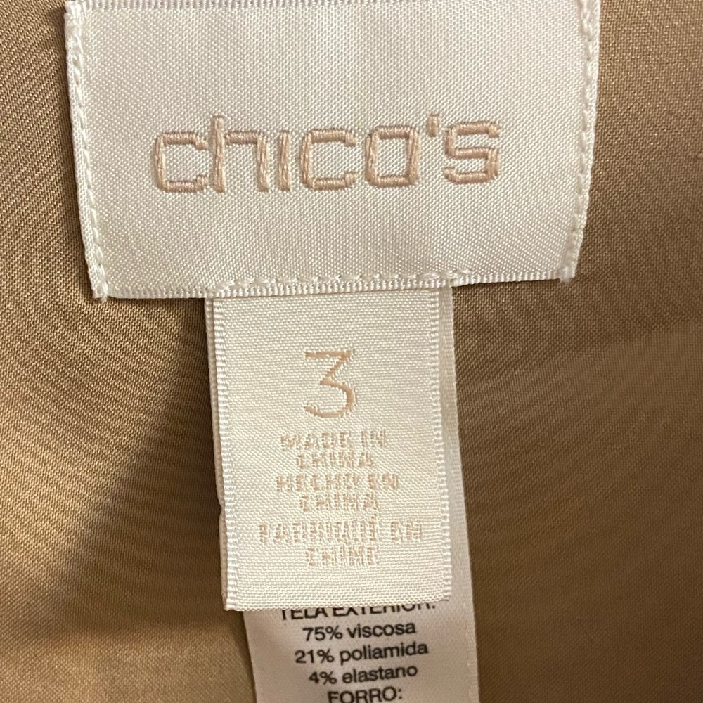 Chico's Camel Faux Fur Collar Button Front Jacket XL - Picture 7 of 8